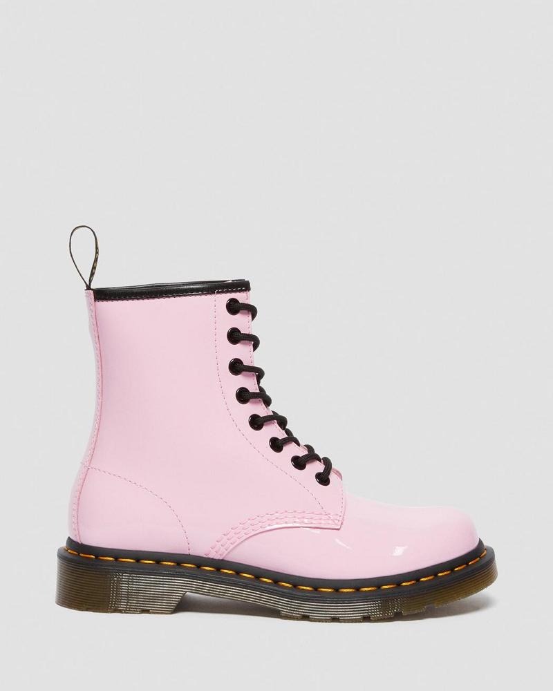 Dr Martens 1460 Lak Læder Snørestøvler Dame Lyserød | DK 194QMA